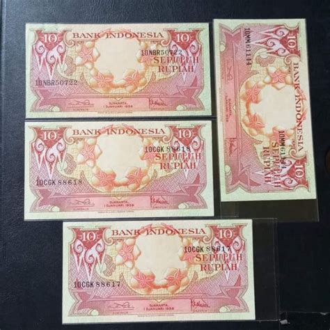 Jual 10 Rupiah Uang Kertas Bunga Tahun 1959 Baru Gres Asli Shopee