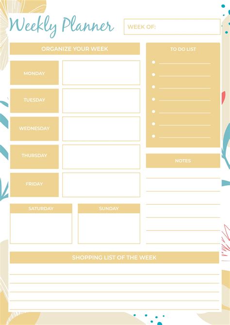 Weekly Calendar Printable