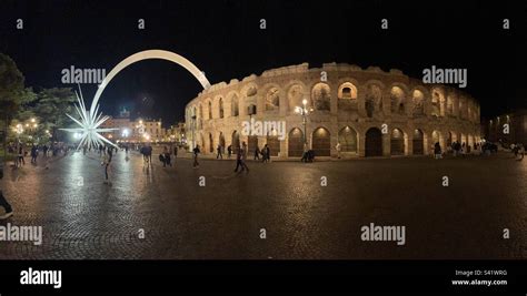 Roman arena at night in Verona Stock Photo - Alamy