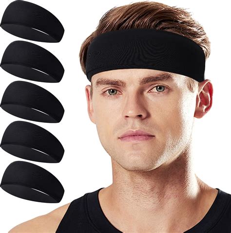 Amazon.com: Inscool 5Pcs Sports Headbands for Men Women, Mens Moisture ...