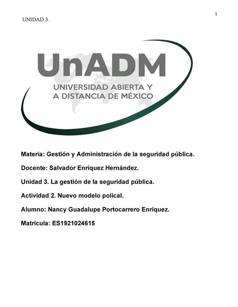 GAP U3 A2 NAPE tarea UNIDAD 3 Materia Gestión y Administración de