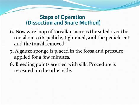 Tonsillectomy Procedure Step By Step