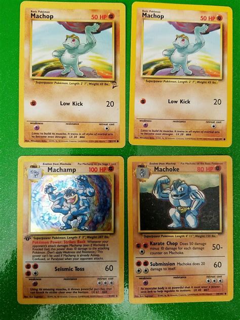 Machop Machoke Machamp Holographic 8 102 1st Edition Pokemon Cards Lot