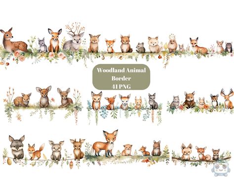 woodland animal border watercolor clipart borders clipart png