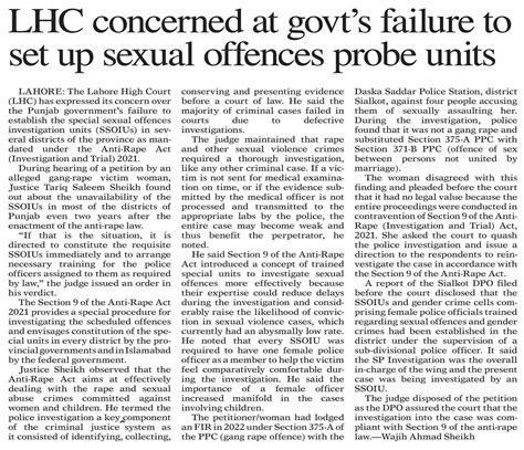 Dawn Epaper Sep 08 2023 Lhc Concerned At Govt`s Failure To Set Up