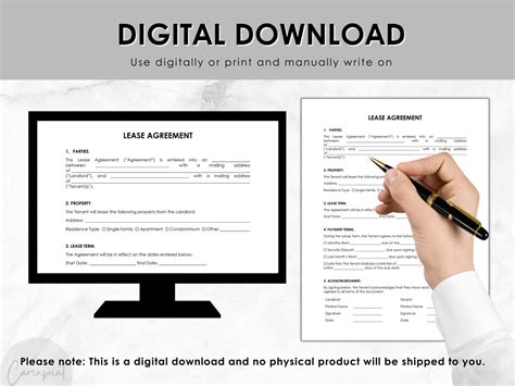 Simple One Page Lease Agreement Printable Rental Agreement Editable