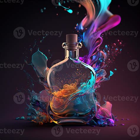 Luxury Colorful Perfume Bottle Photo In Black Background Generative AI