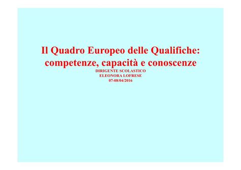 Pdf Il Quadro Europeo Delle Qualifiche Competenze Capacit E