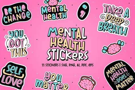 Mental Health Stickers Svg