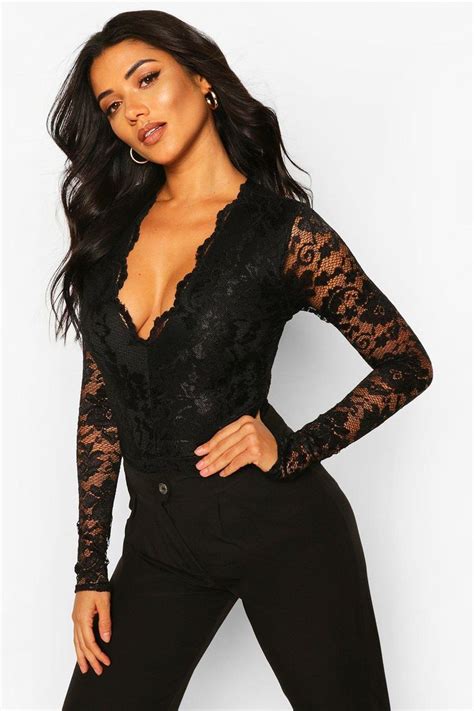 Tall Lace Long Sleeved Bodysuit Lace Bodysuit Outfit Black Lace Bodysuit Lace Top Long Sleeve