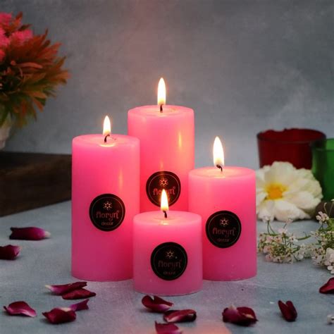 Rose Paraffin Wax Scented Pillar Candle Set Aroma At ₹ 225 Set In New Delhi