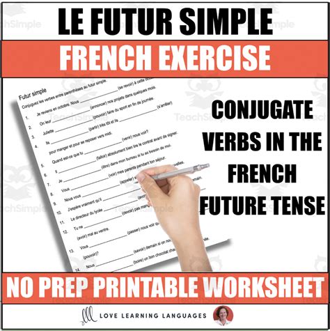 le futur simple french future tense worksheet  teach simple