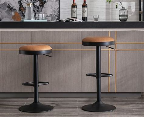 Amazon Cimota Swivel Round Bar Stools Set Of Backless Adjustable