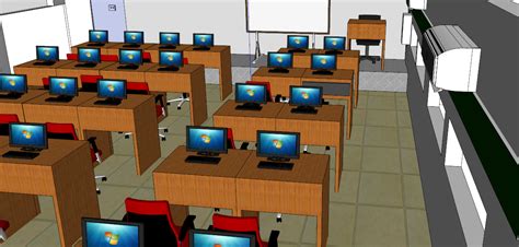 contoh desain laboratorium komputer  sketchup
