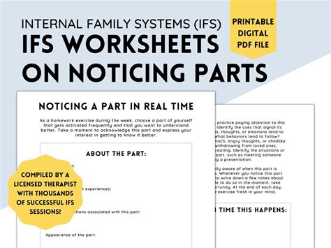 IFS Worksheets Parts Internal Family Systems Therapy - Etsy