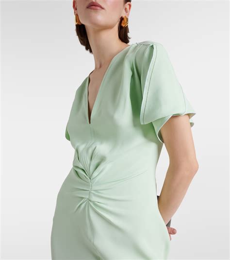 Gathered Midi Dress In Green Victoria Beckham Mytheresa