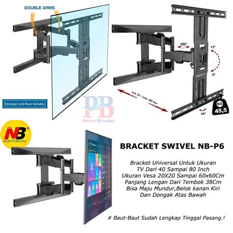 Jual Bracket Tv Monitor Led Lcd North Bayou Nbp Tilt Swivel