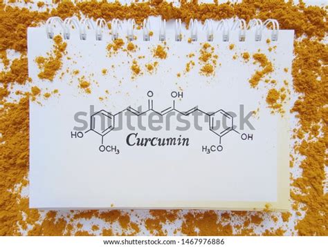 Structural Chemical Formula Curcumin Molecule Turmeric Stock Photo