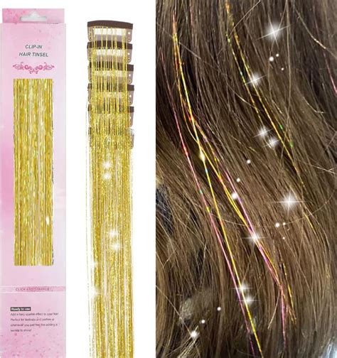 Hair Tinsel Clip In Tinsel Hair Extension 6 Pcs 196 Inch