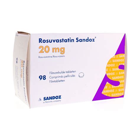 Rosuvastatin Sandoz 20mg Filmtabl 98 Opaalupvc Apotheek Puttemans