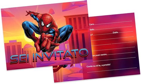 Bigado Spiderman Inviti Compleanno Fronte Lucida De Invito