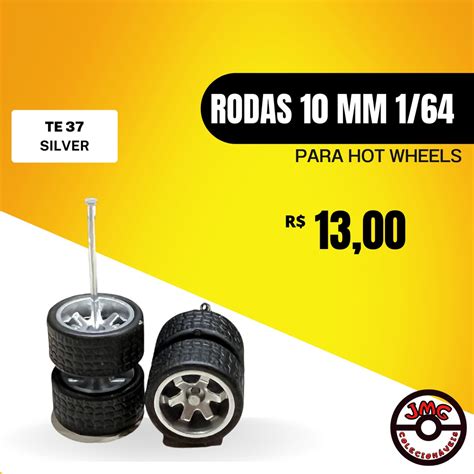 Rodas Pneu De Borracha 1 64 Para Hot Wheels 10mm TE37 Silver