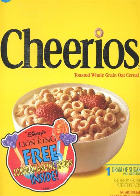 Cheerios Box With Lion King Color Changing Spoons 1994 R90skid