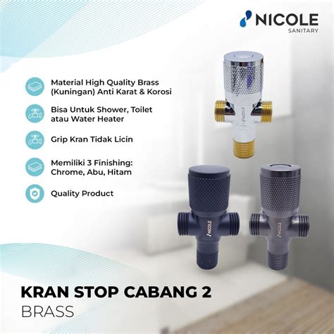 Jual Keran Kran Stop Cabang 2 T Toilet WC Jet Shower Kran Shower Double