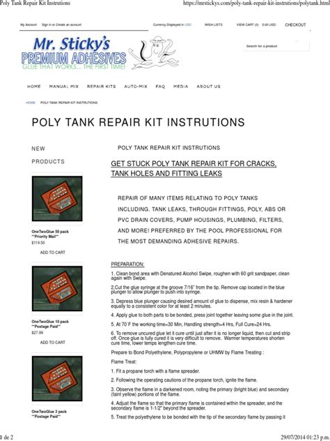 Poly Tank Repair Kit Instrutions Pdf Adhesive Polyethylene