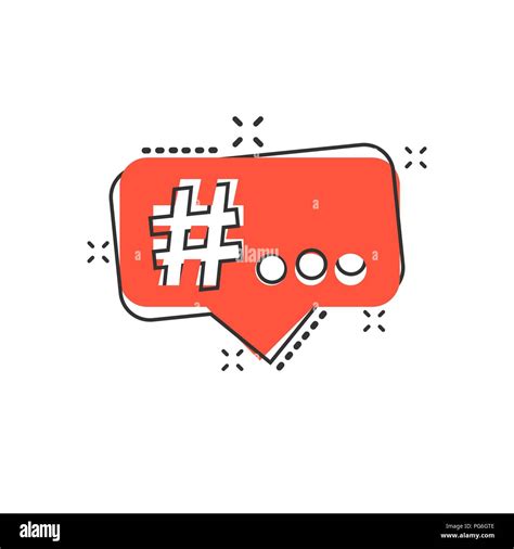 Vector Cartoon Hashtag Icon In Comic Style Social Media Marketing