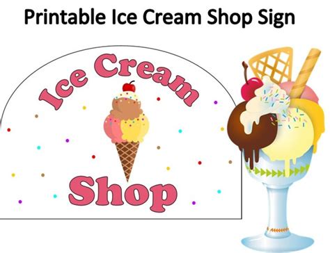 Instant Download Pretend Play Ice Cream Shop Signprintable Ice Cream