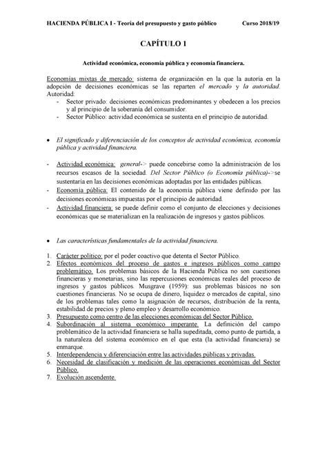 Tpgp Cap Tulo Hacienda P Blica I Teor A Del Presupuesto Y Gasto