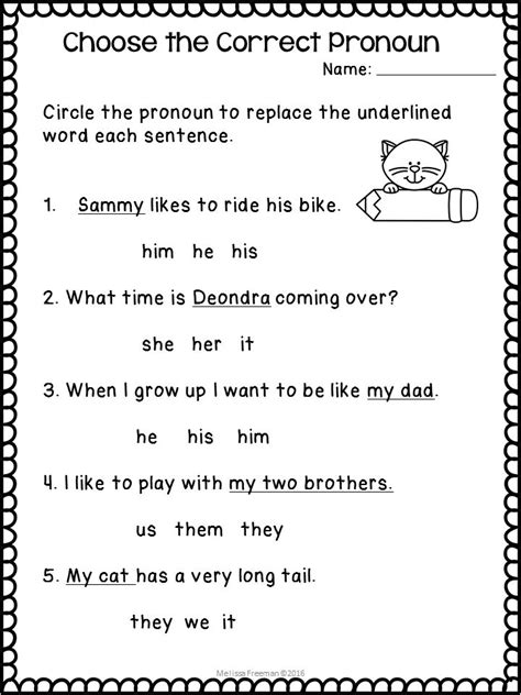 Pronoun Worksheets For Grade 1 Pdf