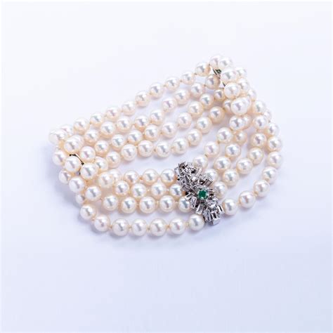 Pulsera Perlas Oro 18 K Blanco Esmerladas Y Brillante Zorrilla