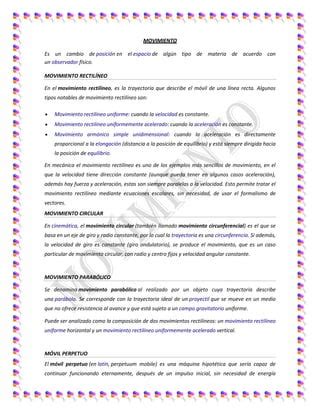 Movimientos Rectil Neo Circular Parab Lico Y Browniano Pdf