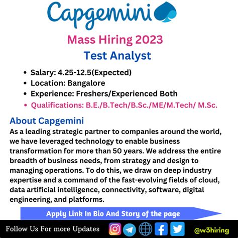 Capgemini Recruitment 2023 Hiring Test Analyst B E B Tech B Sc ME