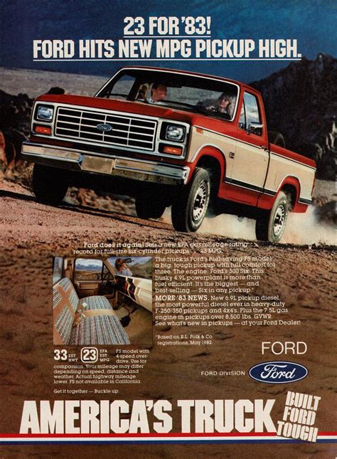 1983 Ford F100 F Series Pick Up Truck USA Original Magazine Advertisement | Ford truck, Trucks ...