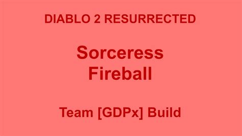 Sorceress Fireball Build Diablo 2 Resurrected Nintendo Switch YouTube