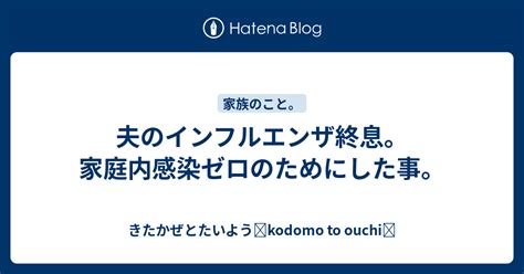 夫のインフルエンザ終息。家庭内感染ゼロのためにした事。 きたかぜとたいよう Kodomo To Ouchi