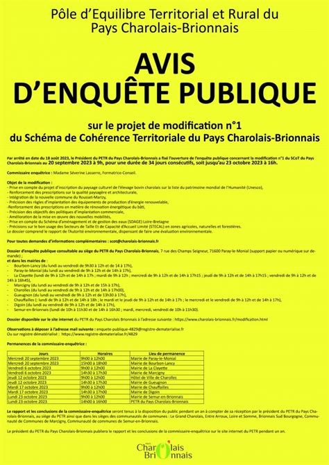 Avis D Enqu Te Publique Projet De Modification N Du Sct Du Pays