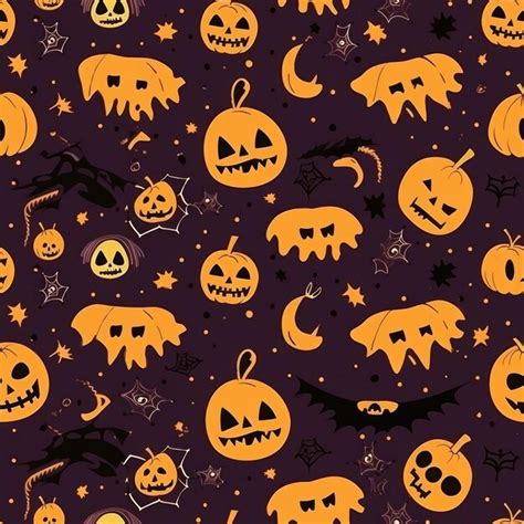 Premium AI Image | halloween wallpaper with pumpkins and bats on it.