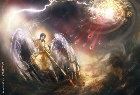 Saint Archangel Michael kills Lucifer Stock Illustration | Adobe Stock