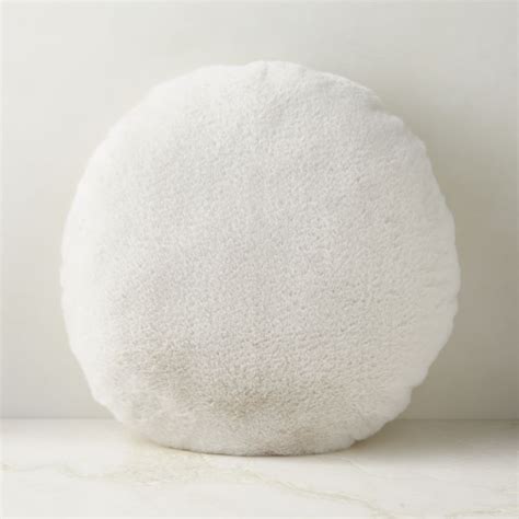 Harlee Round Ivory White Faux Fur Throw Pillow Reviews Cb Canada