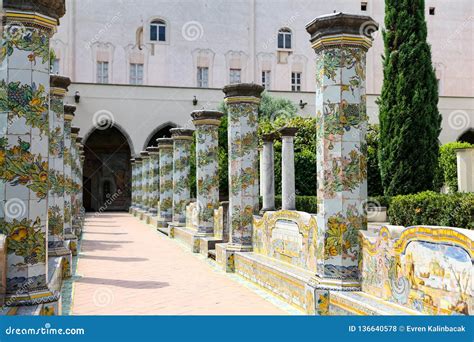 Cloister Garden Of The Santa Chiara Monastery In Naples Italy Stock