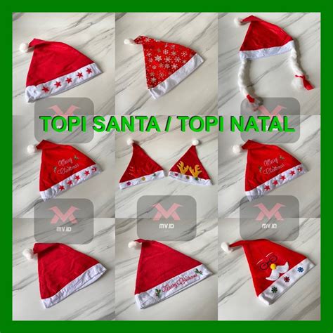 Jual MV Id Official TOPI NATAL DEWASA TOPI NATAL MURAH POLOS MOTIF