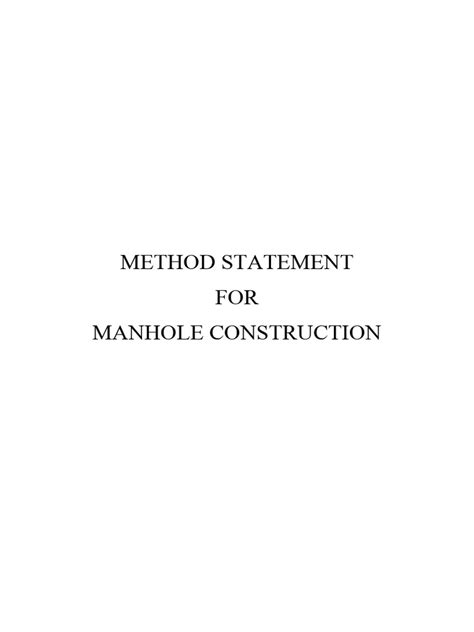 Method Statement Manhole Construction Rev 1 Download Free Pdf Pipe Fluid Conveyance