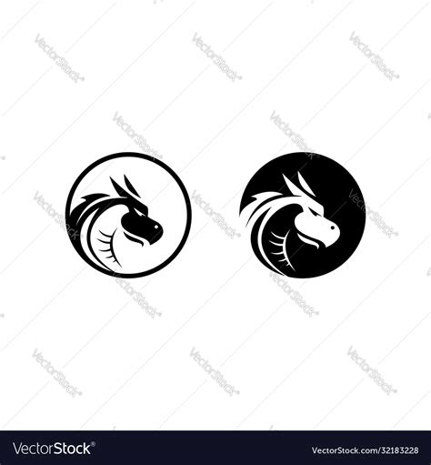 Simple round stamp dragon head Royalty Free Vector Image