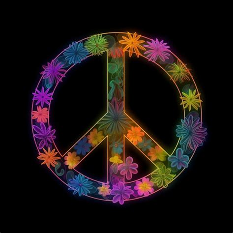 Premium Ai Image A Brightly Colored Peace Sign With Flowers In The