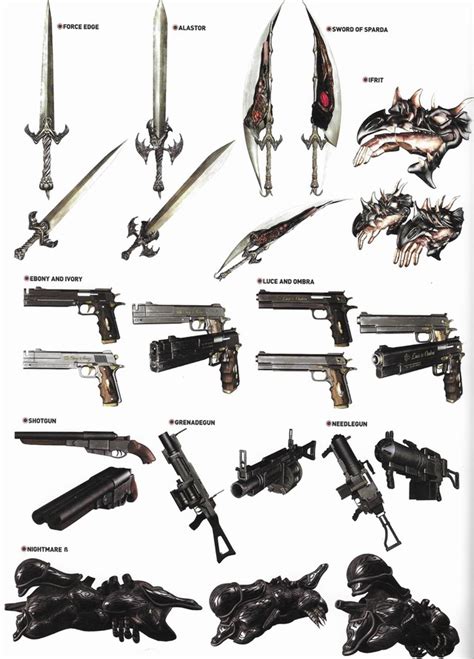 Devil May Cry All Weapons Artwork ️ From Devil May Cry Graphics Arts Art Book Video Games