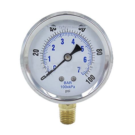 Neo — Water Pressure Gauge 100 Psi 18 Mpt 15 Glass Dial Center